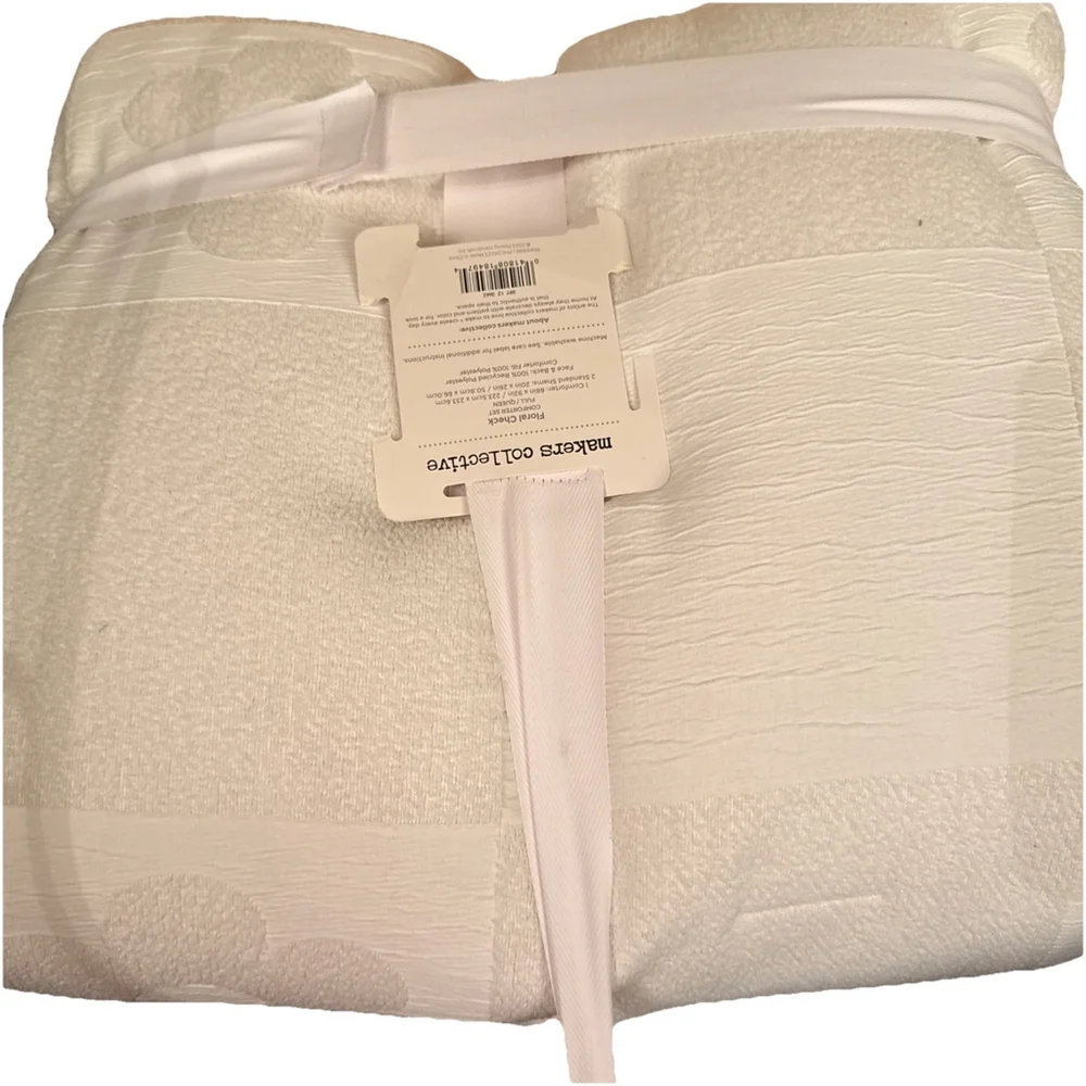 Makers Collective-Full/Queen Floral Embossed 3 Piece Comforter Set White
